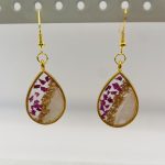 Boucles d'oreilles pétales roses et dorée