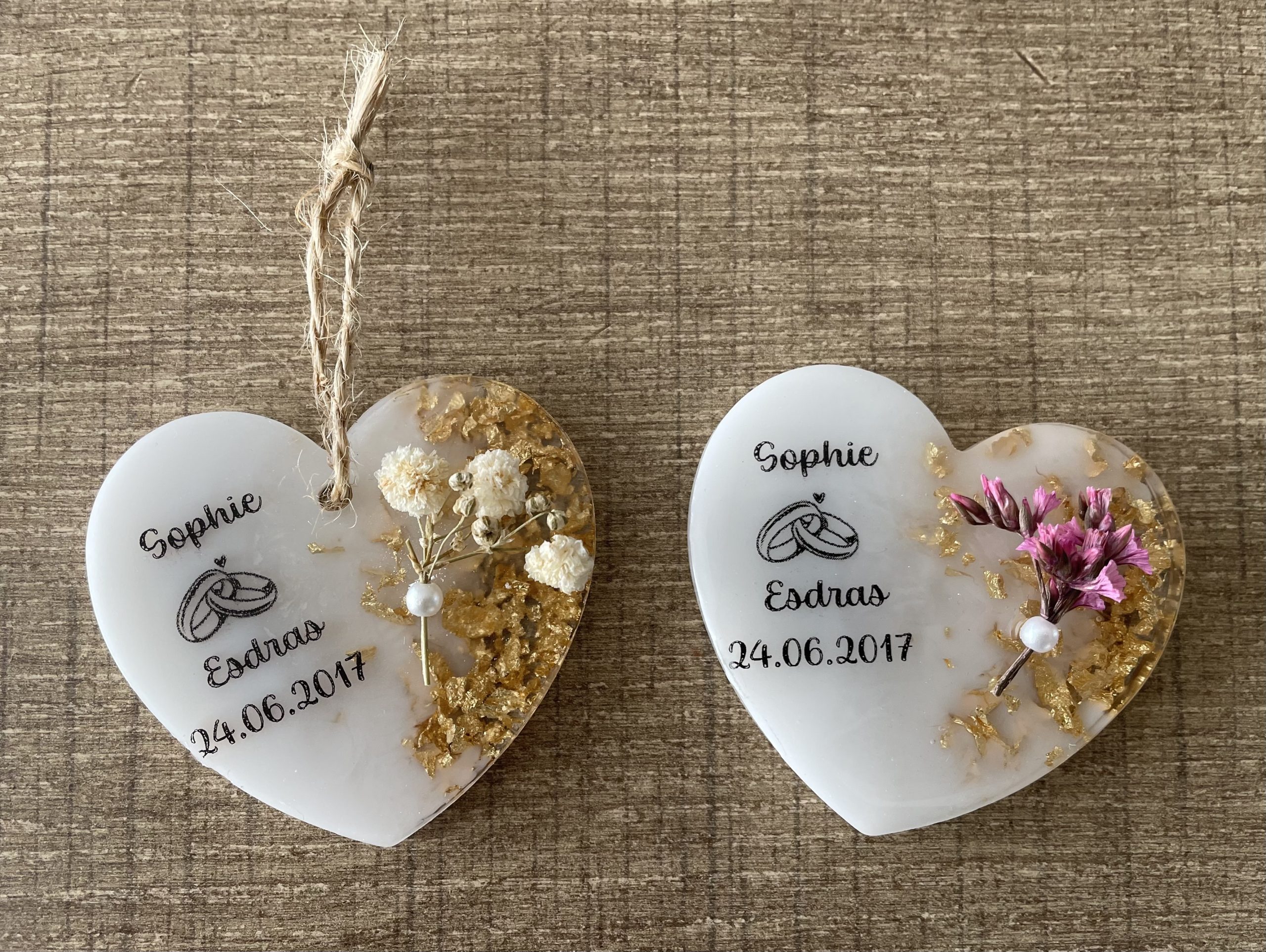 (magnet coeur de mariage-1.jpg) Magnet de coeur personnalisé – Image 1